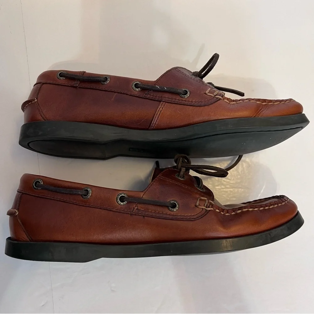 L.L. Bean Men's Casco Bay Leather Moc Boat Shoes Canyon Size 10